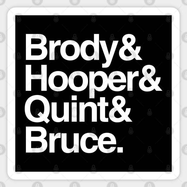 Jaws - Brody and Hooper and Quint and Bruce Sticker by GoldenGear